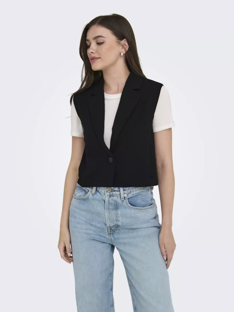 JDY-JDYGEGGO LIFE S/L WAISTCOAT JRS DIA-15354516-Black-BLACK