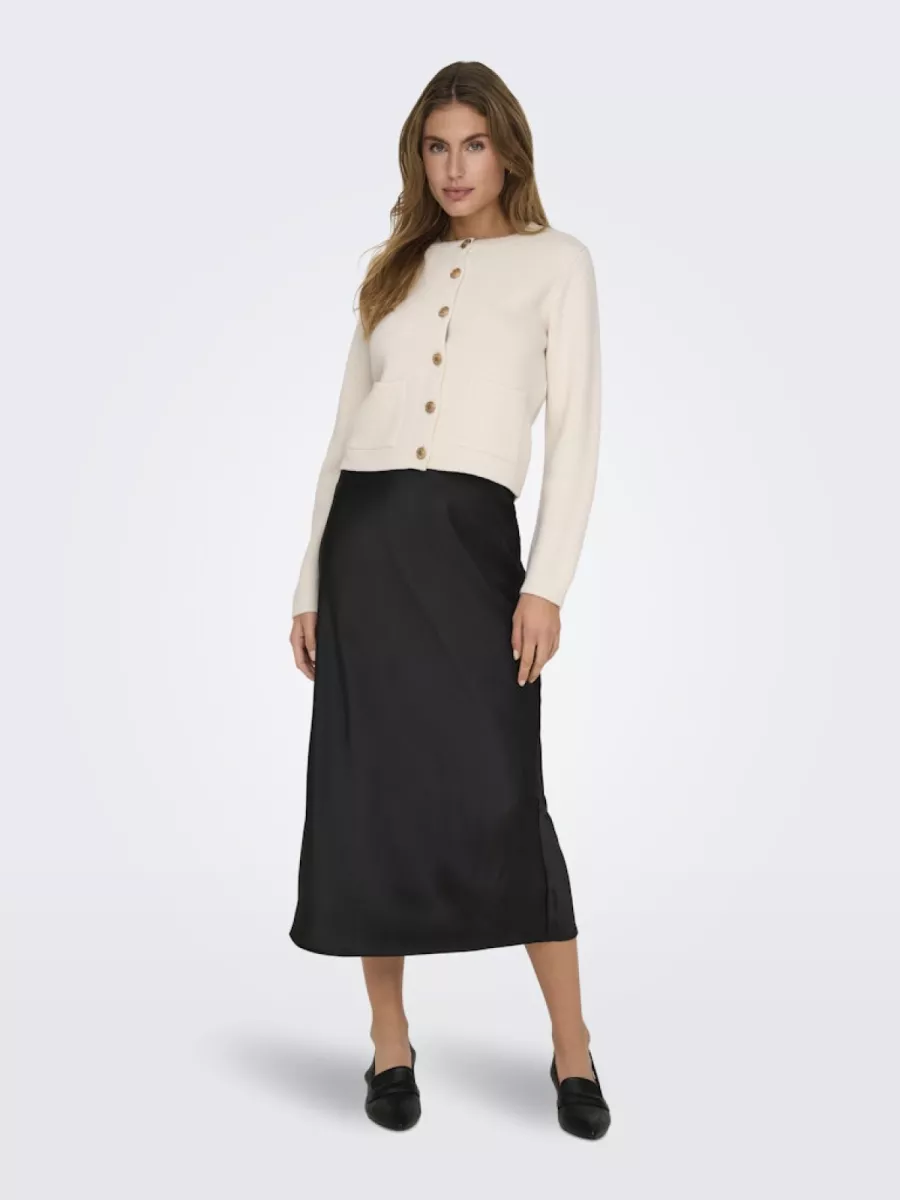 JDY-JDYKIM L/S O-NECK BUTTON CARDIGAN K-15341309-Egret-CREME