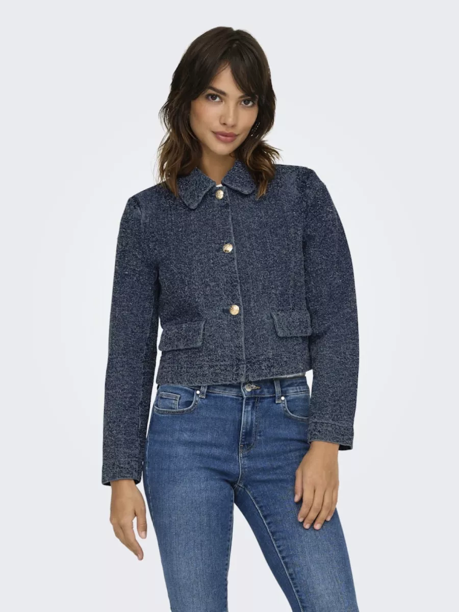 JDY-JDYLADY LS SHACKET DNM-15341468-Dark Blue Denim-BLUE