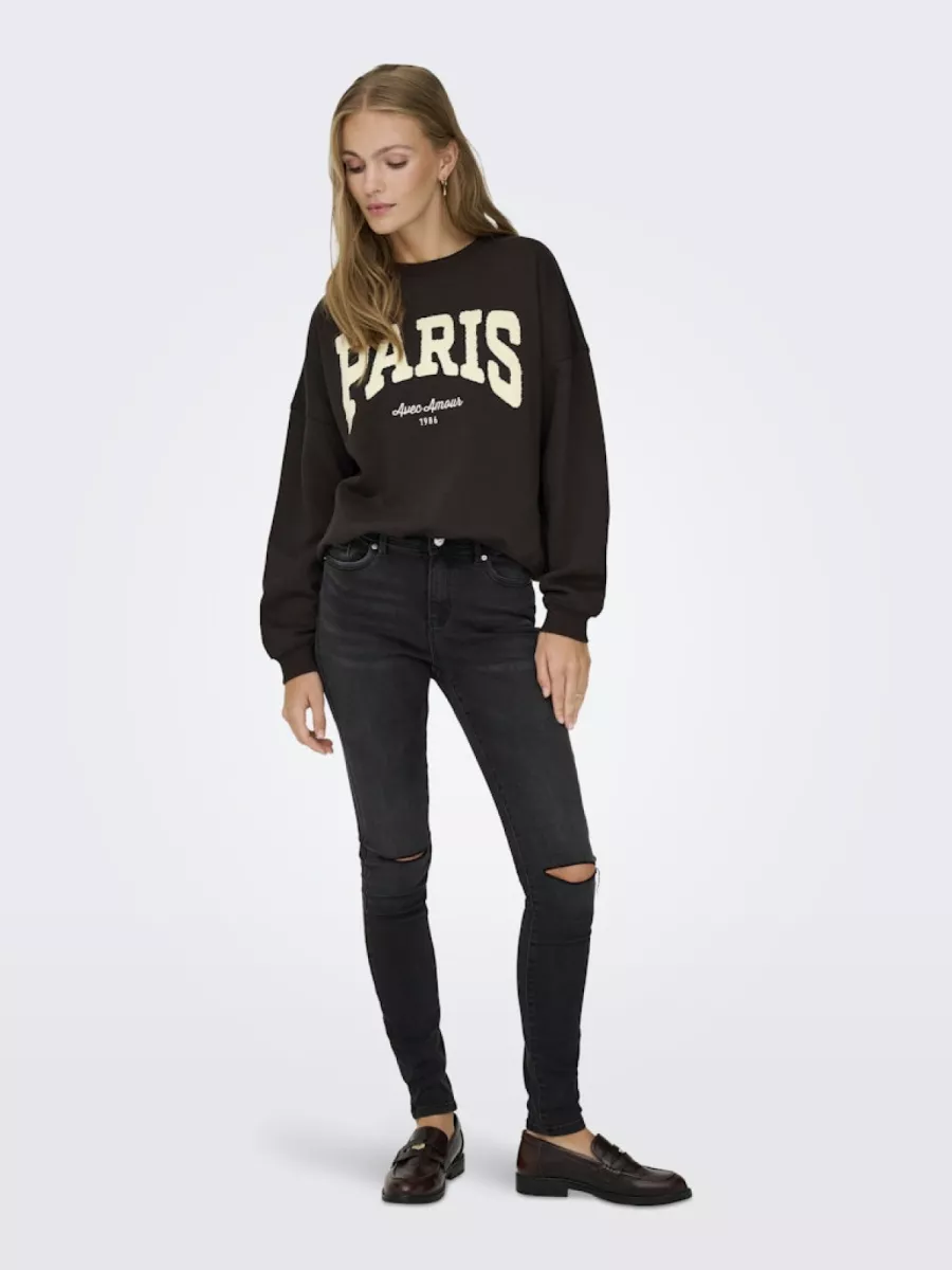 JDY-JDYMESA L/S O-NECK EMB SWEAT JRS NO-15370526-Ganache-BRUIN