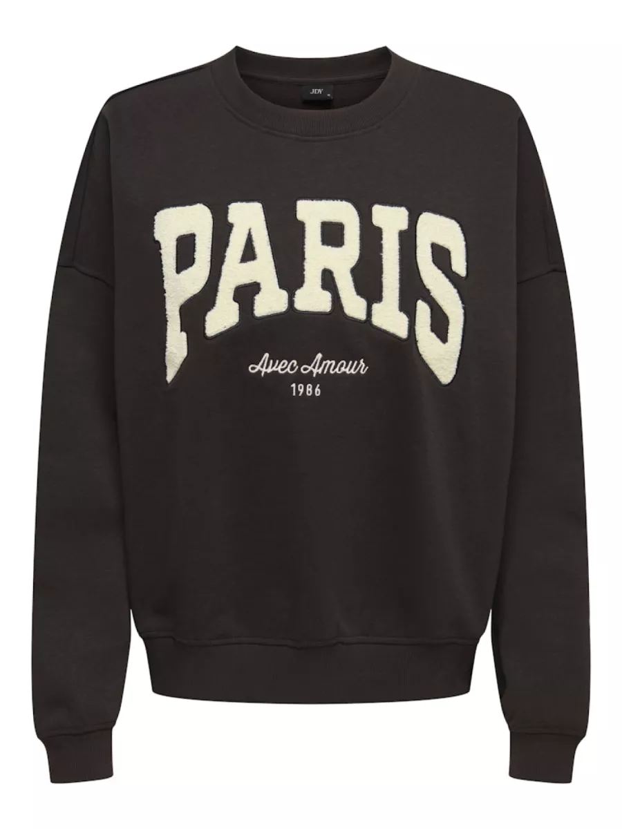 JDY-JDYMESA L/S O-NECK EMB SWEAT JRS NO-15370526-Ganache-BRUIN