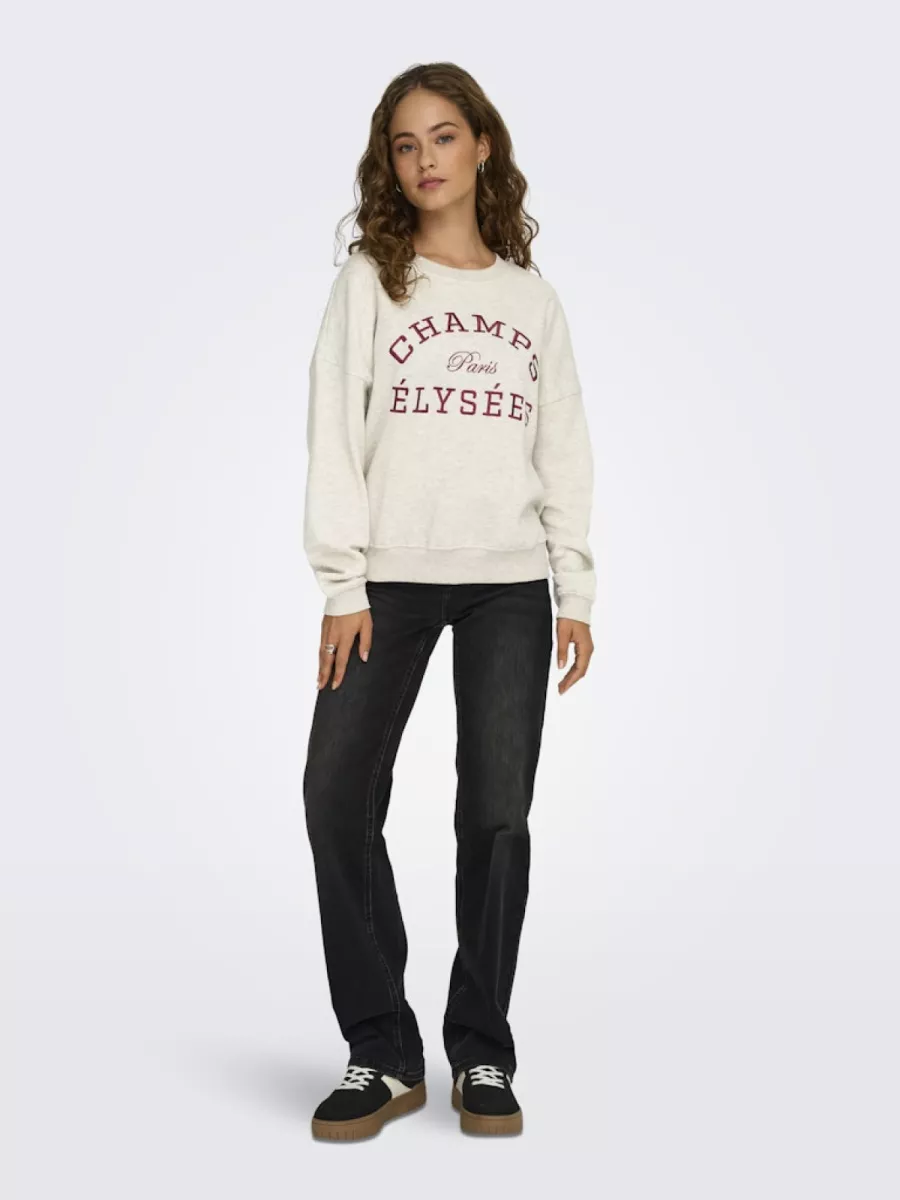 JDY-JDYMESA L/S O-NECK EMB SWEAT JRS NO-15370526-Oatmeal-GRIJS
