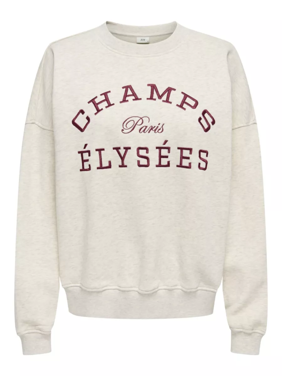 JDY-JDYMESA L/S O-NECK EMB SWEAT JRS NO-15370526-Oatmeal-GRIJS
