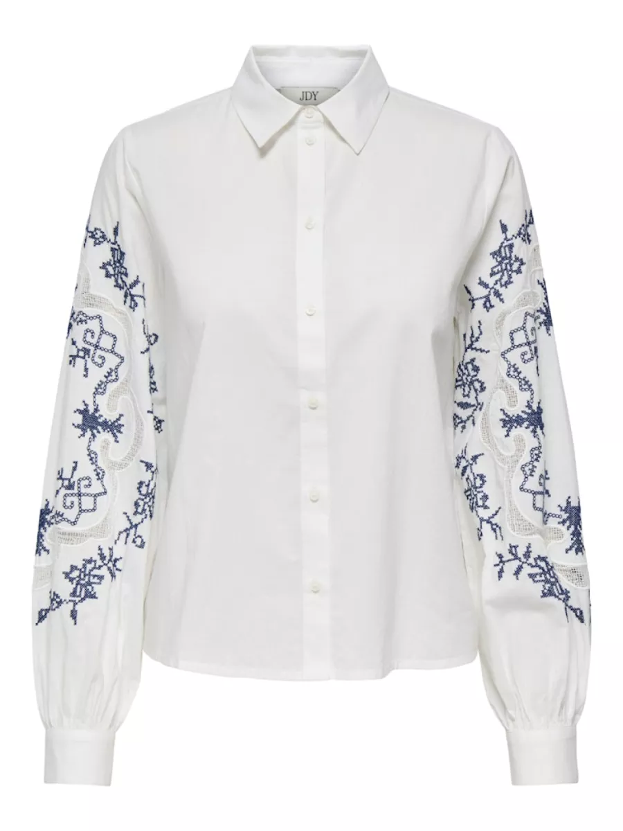 JDY-JDYNORA L/S EMBROIDERY SHIRT WVN-15359403-Cloud Dancer-CREME