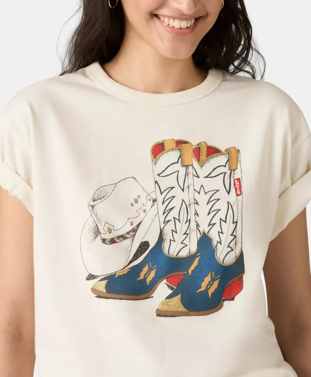 LEVI STRAUSS-GR Tabor Tee Cowboy Boot And Hat-001MX-0007-CREME