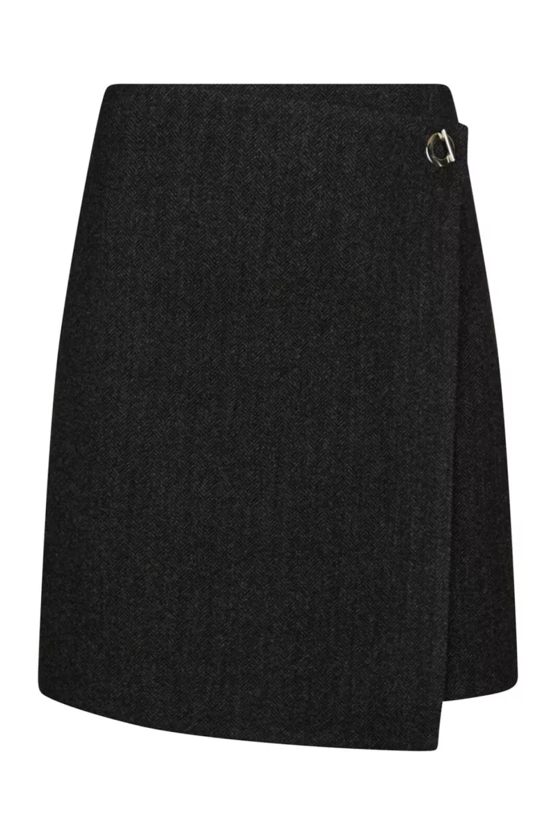 Neo Noir-Marisi Herringbone Skirt-165687-104 Dark Grey-DONKER GRIJS/GRAFIET