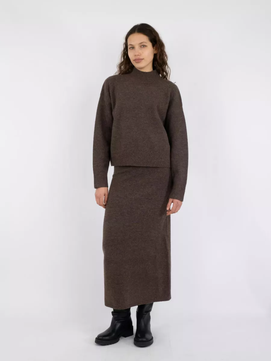 Neo Noir-Paulina Knit Blouse-159703-205 Brown Melange-BRUIN