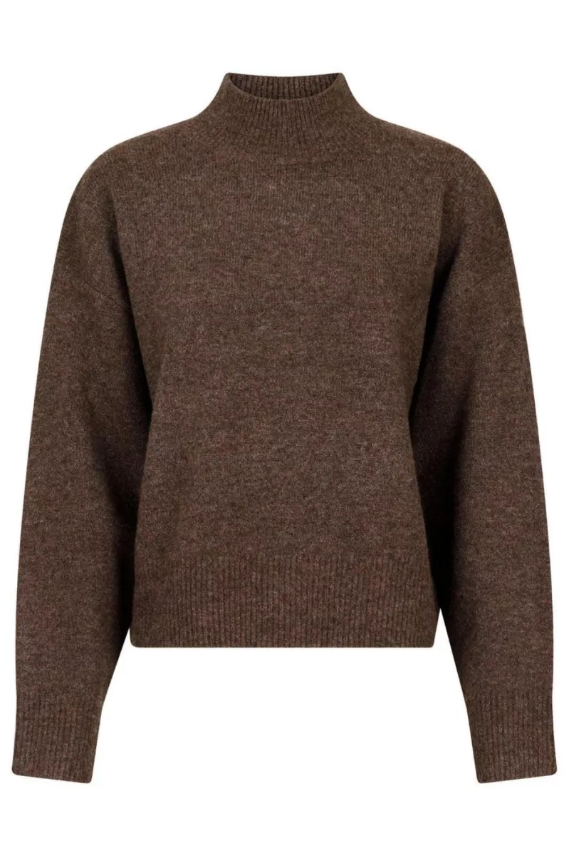 Neo Noir-Paulina Knit Blouse-159703-205 Brown Melange-BRUIN