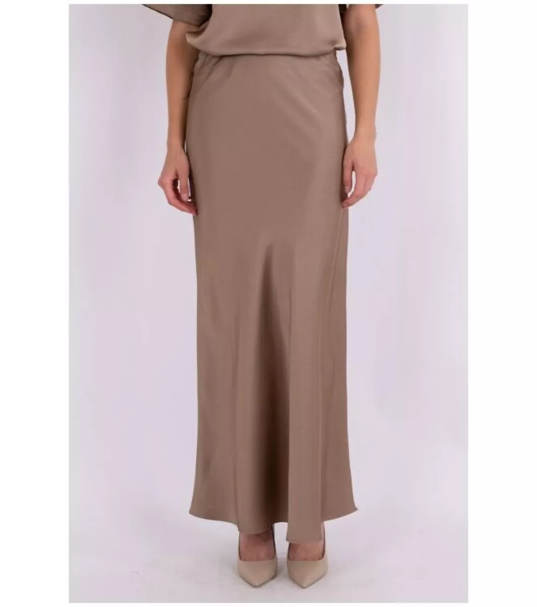 Neo Noir-Vicky HEavy Sateen Skirt-159588-811 Dark Taupe-TAUPE