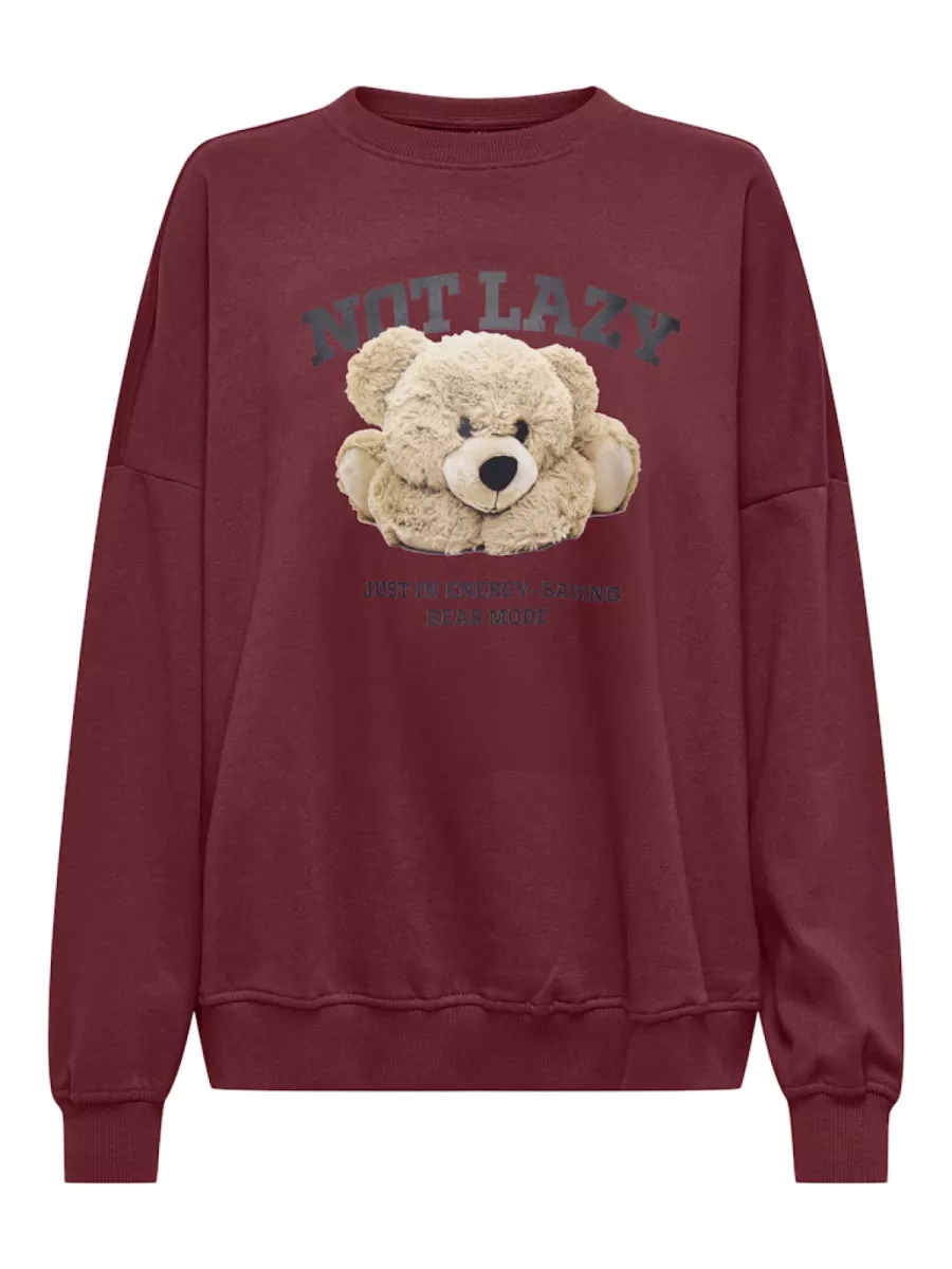 ONLY-ONLBILA L/S BEAR O-NECK SWT-15356052-Cabarnet-BORDEAUX