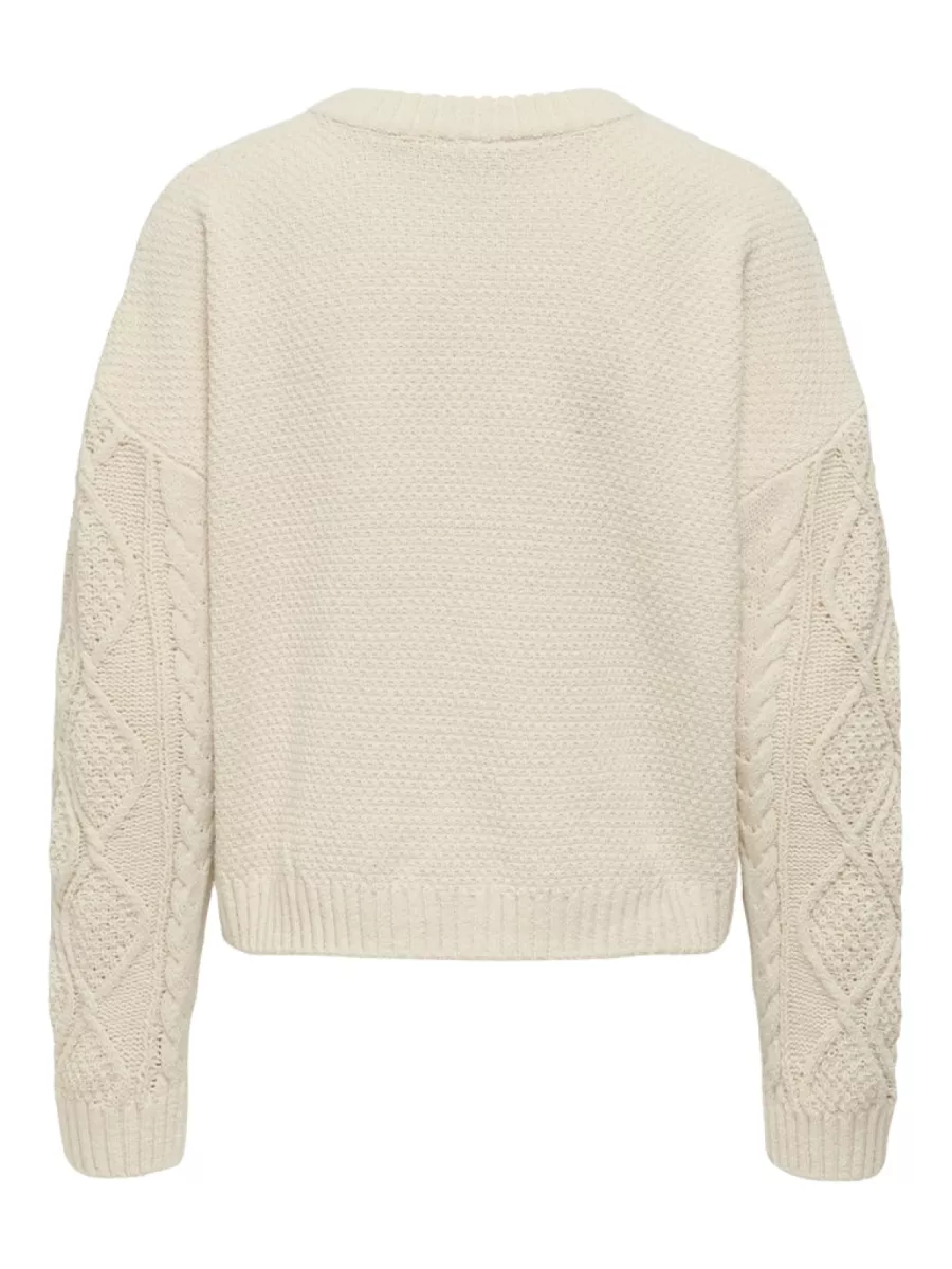 ONLY-ONLELLY LIFE LS CABLE O-NECK CC KNT-15351234-Birch-CREME