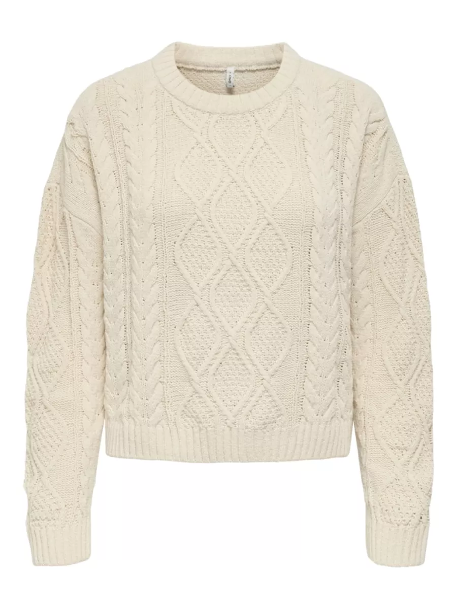 ONLY-ONLELLY LIFE LS CABLE O-NECK CC KNT-15351234-Birch-CREME