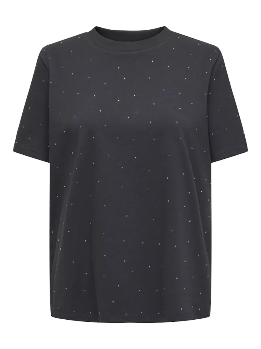 ONLY-ONLMONJA S/S STUDS TEE JRS-15340939-Phantom-ANTRACIET