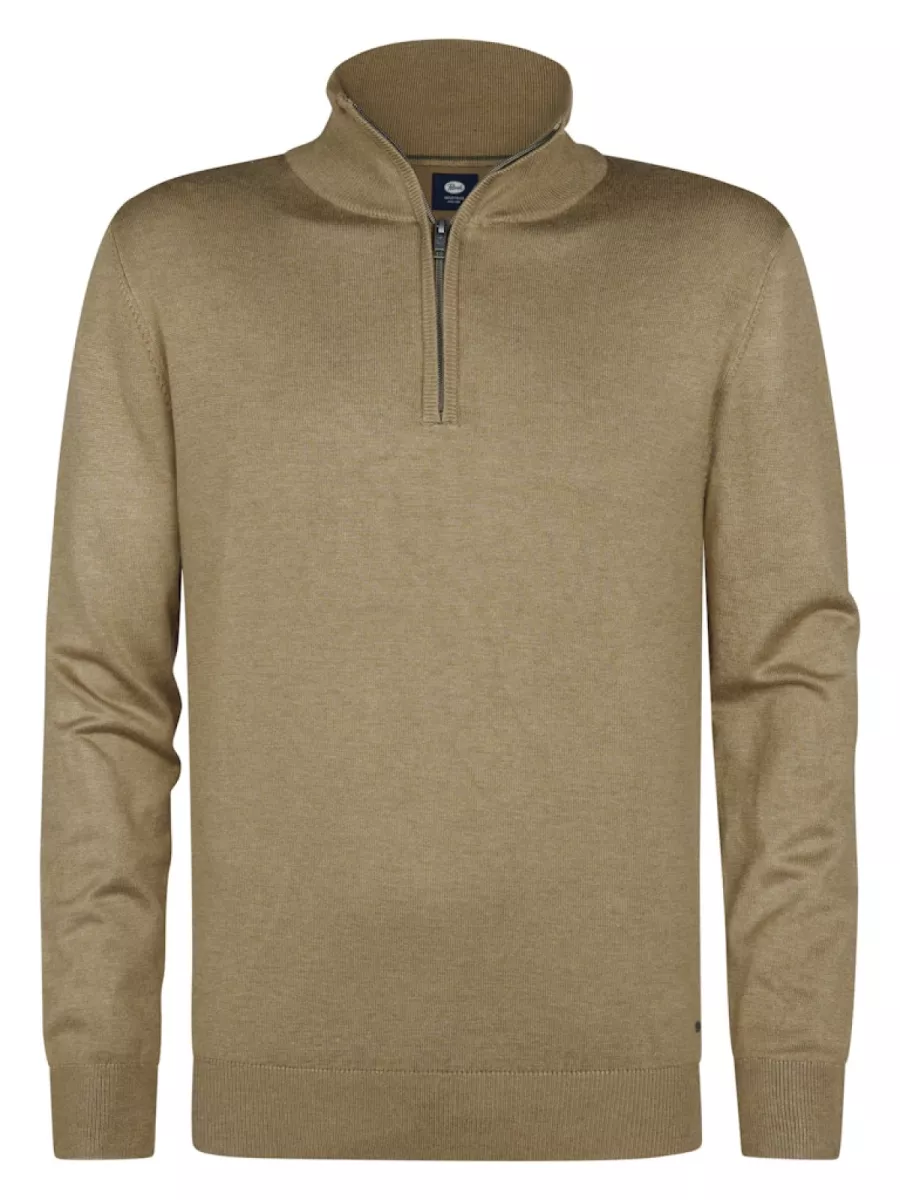 PETROL INDUSTRIES-Men Knitwear Collar Basic-M-3050-KWC207-7146-LICHT BRUIN