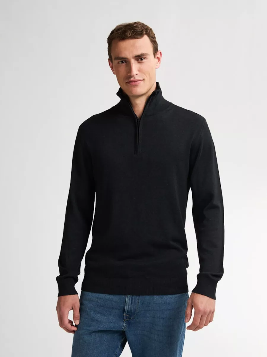 PETROL INDUSTRIES-Men Knitwear Collar Basic-M-3050-KWC207-9111-ZWART