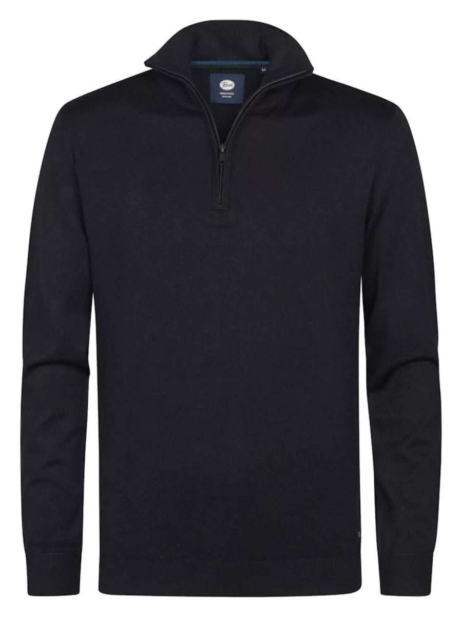 PETROL INDUSTRIES-Men Knitwear Collar Basic-M-3050-KWC207-9111-ZWART