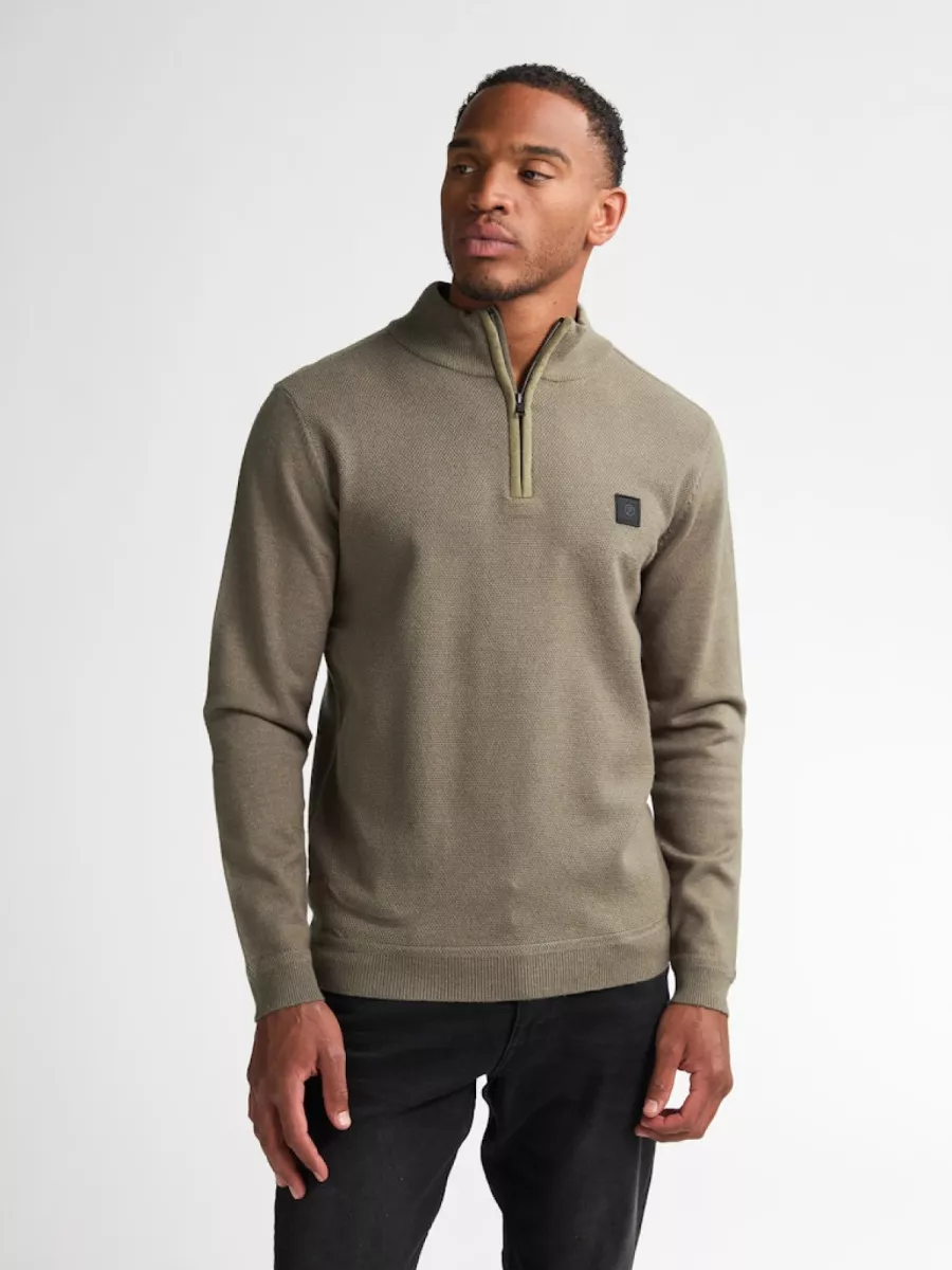 PETROL INDUSTRIES-Men Knitwear Collar-M-3050-KWC214-6174 Mossy stone-STONE