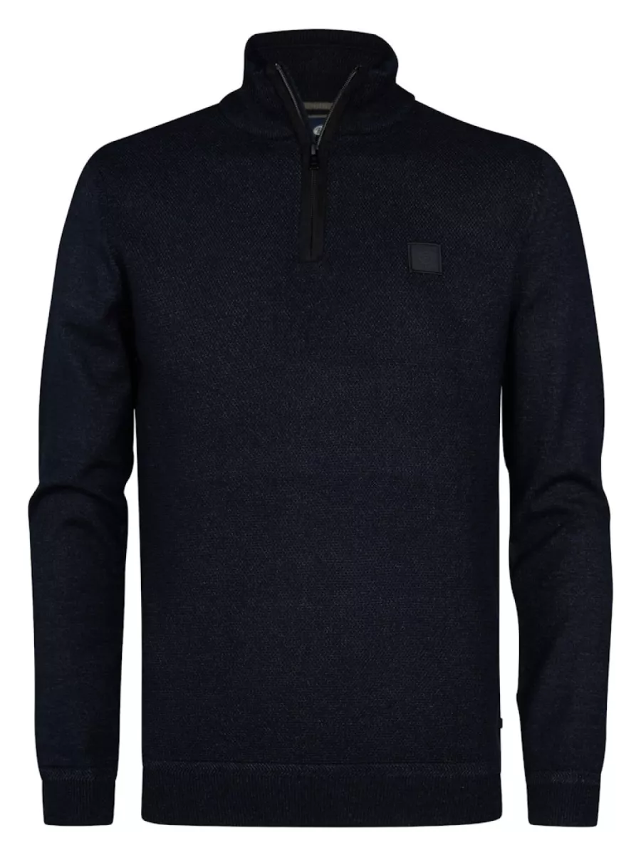 PETROL INDUSTRIES-Men Knitwear Collar-M-3050-KWC214-9111 Deep black-ZWART