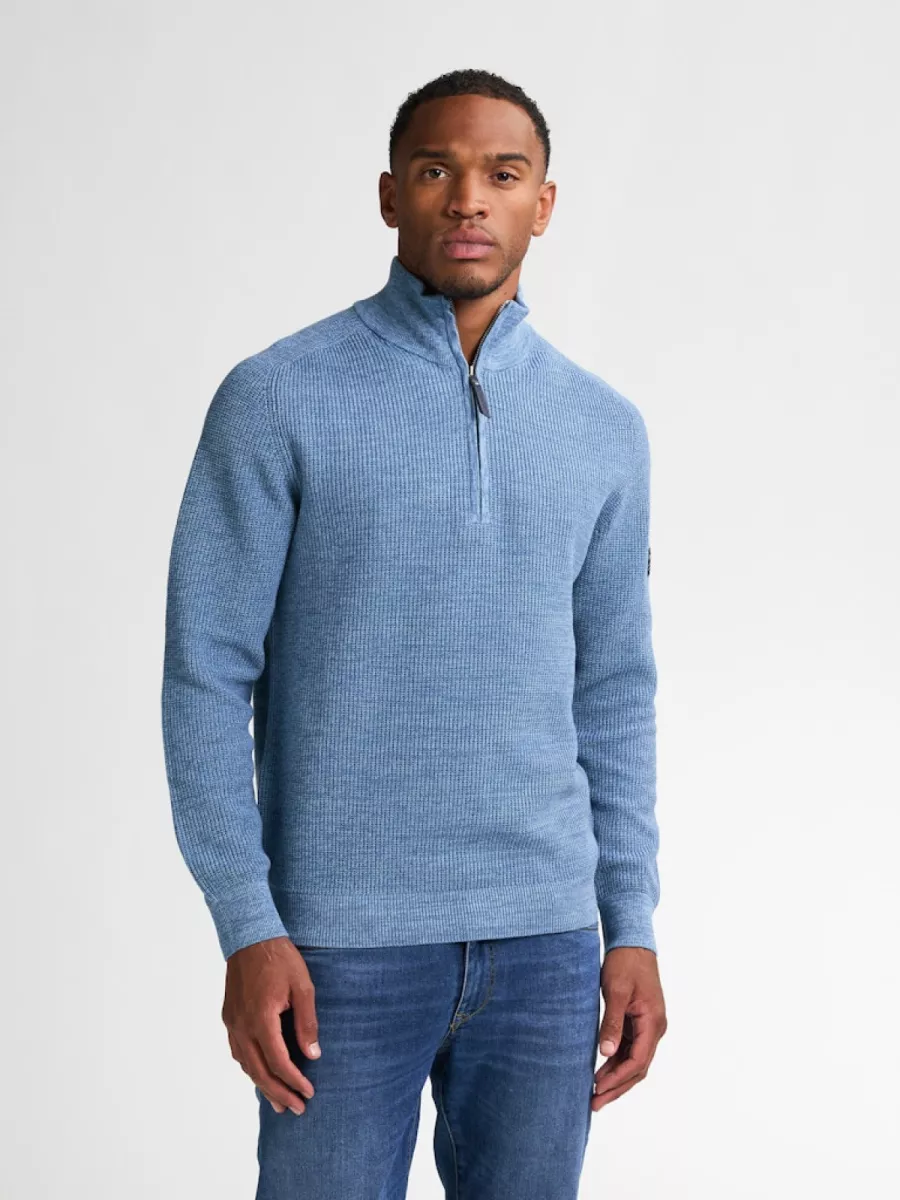 PETROL INDUSTRIES-Men Knitwear Collar-M-3050-KWC227-5187 Pale blue-BLAUW