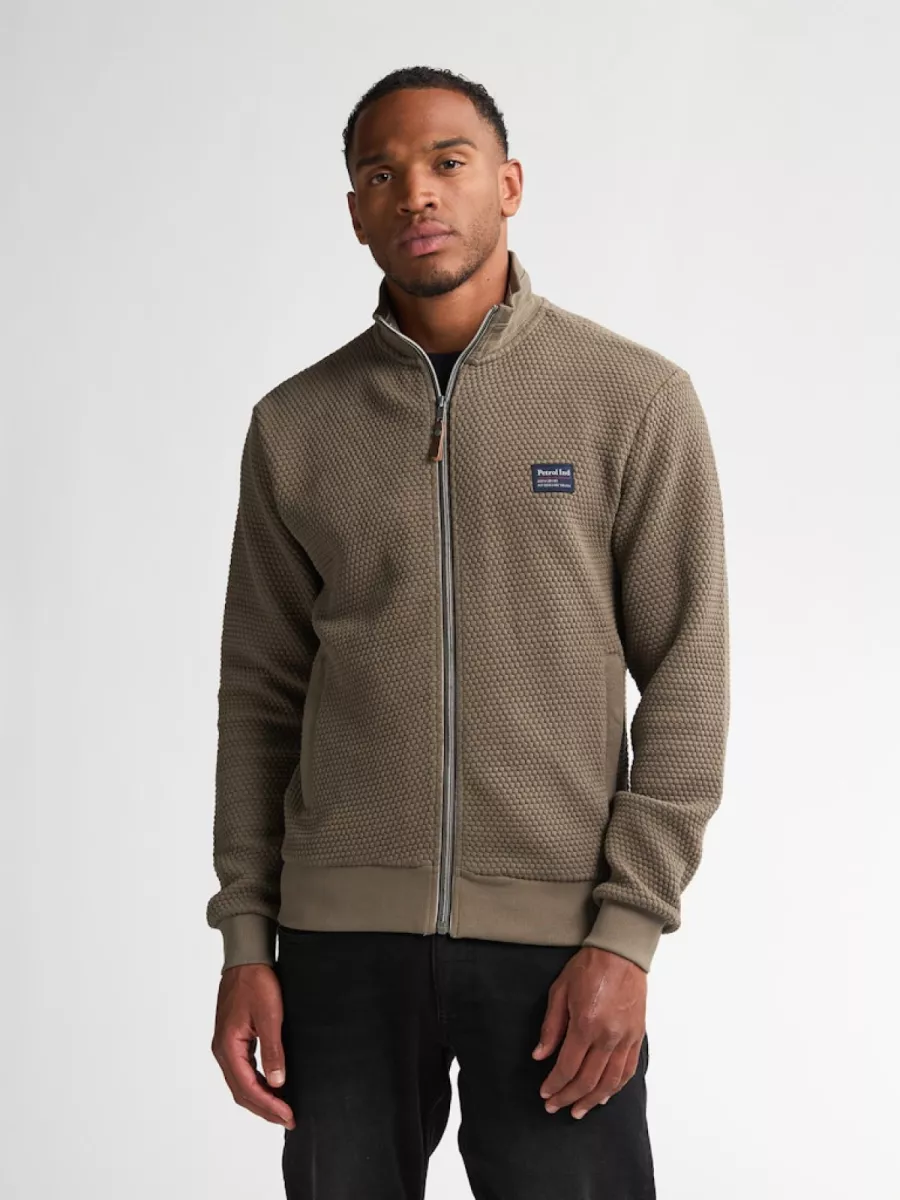 PETROL INDUSTRIES-Men Sweater Collar Zip-M-3050-SWC343-6174 Mossy stone-STONE