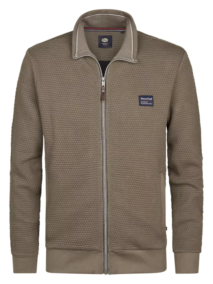 PETROL INDUSTRIES-Men Sweater Collar Zip-M-3050-SWC343-6174 Mossy stone-STONE