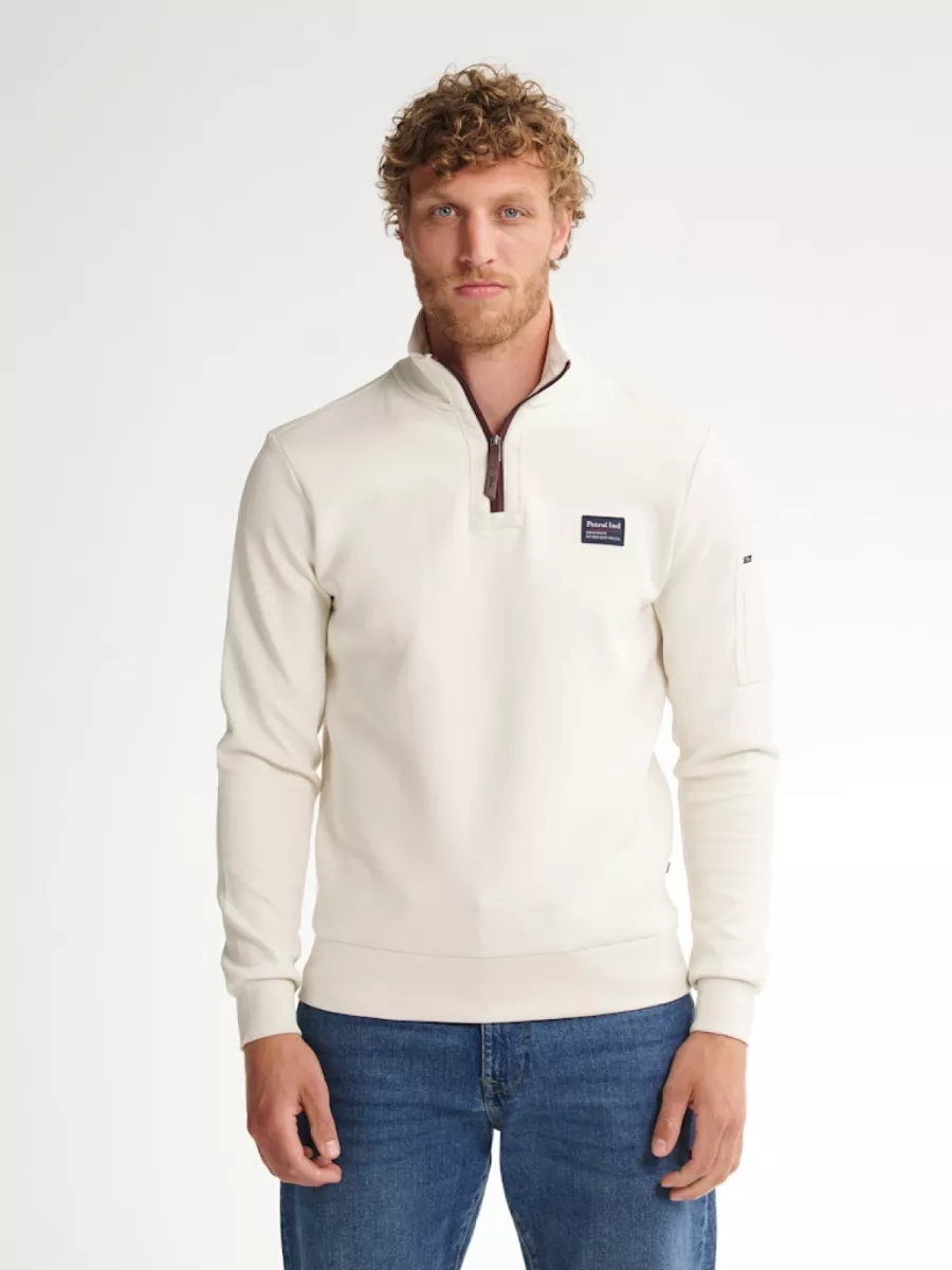 PETROL INDUSTRIES-Men Sweater Collar Zip-M-3050-SWC364-0112 Seashell-OFF WHITE