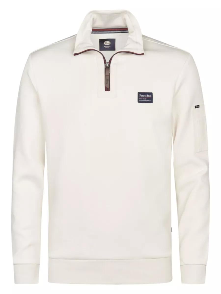 PETROL INDUSTRIES-Men Sweater Collar Zip-M-3050-SWC364-0112 Seashell-OFF WHITE