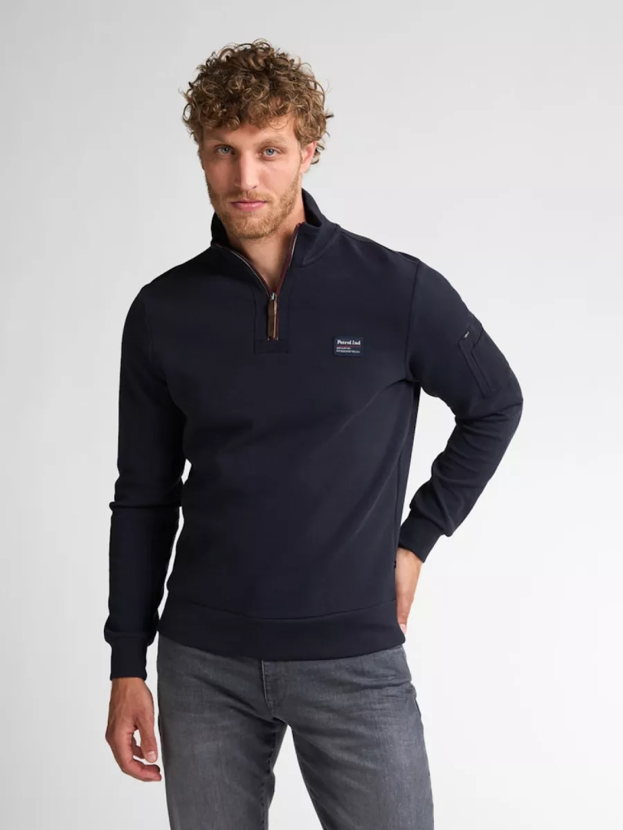 PETROL INDUSTRIES-Men Sweater Collar Zip-M-3050-SWC364-5092 Royal navy-NAVY