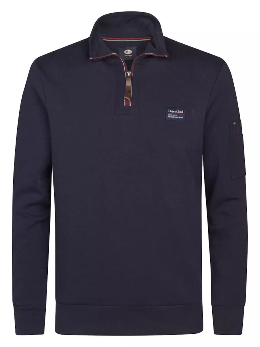 PETROL INDUSTRIES-Men Sweater Collar Zip-M-3050-SWC364-5092 Royal navy-NAVY