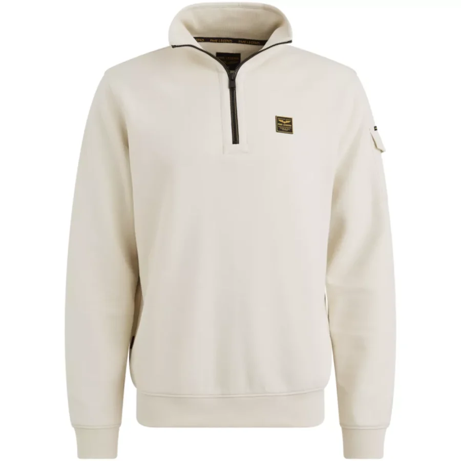 PME LEGEND-Half zip collar interlock jersey-PSW2508423-7013 Bone white-BEIGE