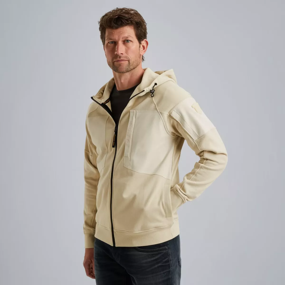 PME LEGEND-Hooded jacket french terry jacket-PSW2508439-7013 Bone white-BEIGE