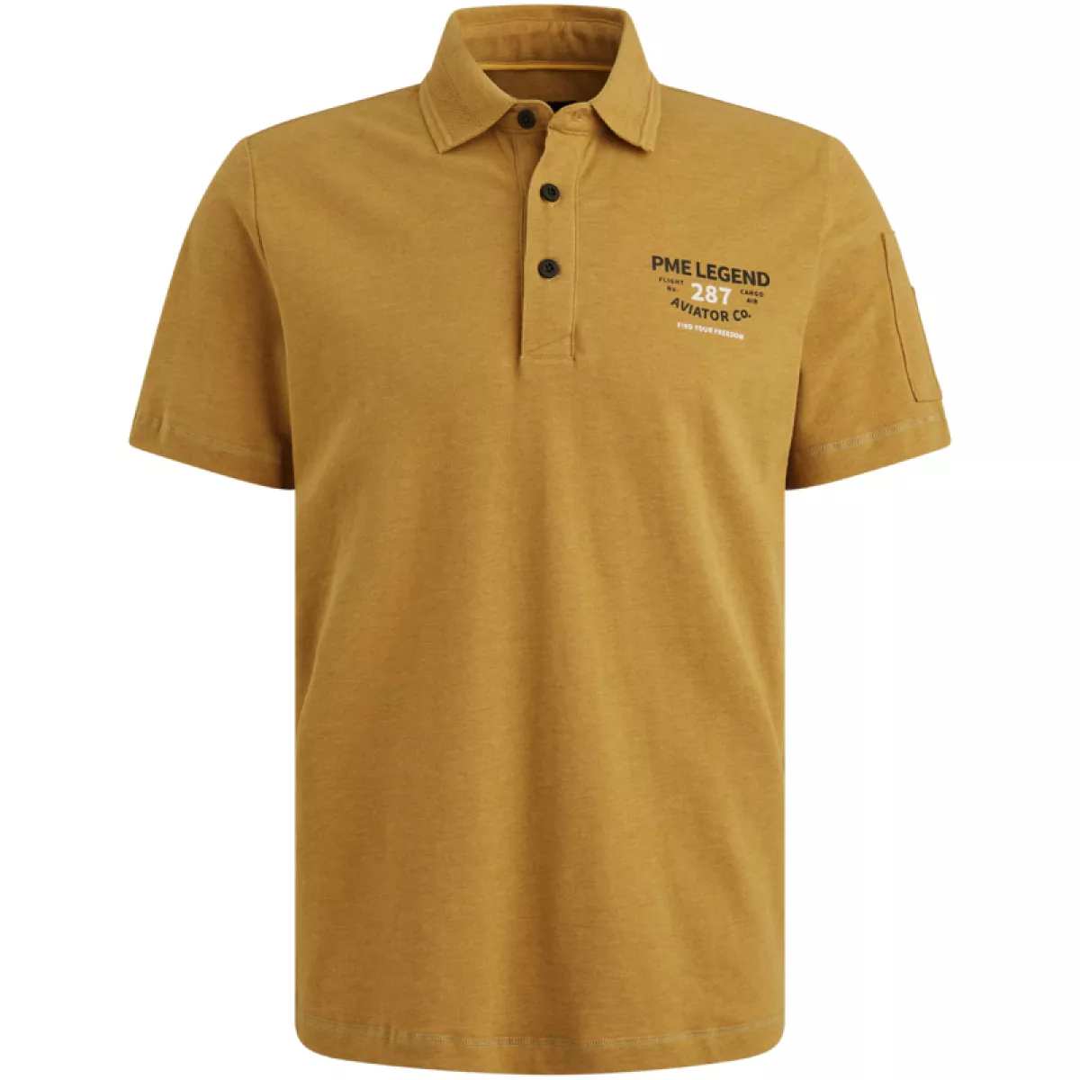 PME LEGEND-Short sleeve polo pique melange-PPSS2506889-8187 Golden brown-BRUIN