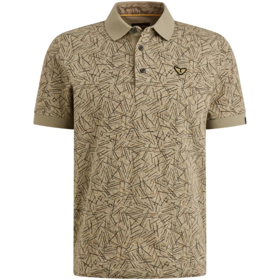 PME LEGEND-Short sleeve polo slub jersey aop-PPSS2506893-6391 Silver sage-LICHT-/PAREL GRIJS