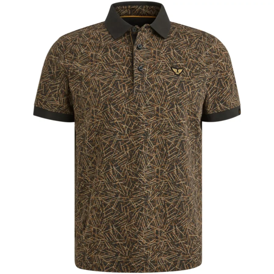 PME LEGEND-Short sleeve polo slub jersey aop-PPSS2506893-9140 Obsidian-PAARS