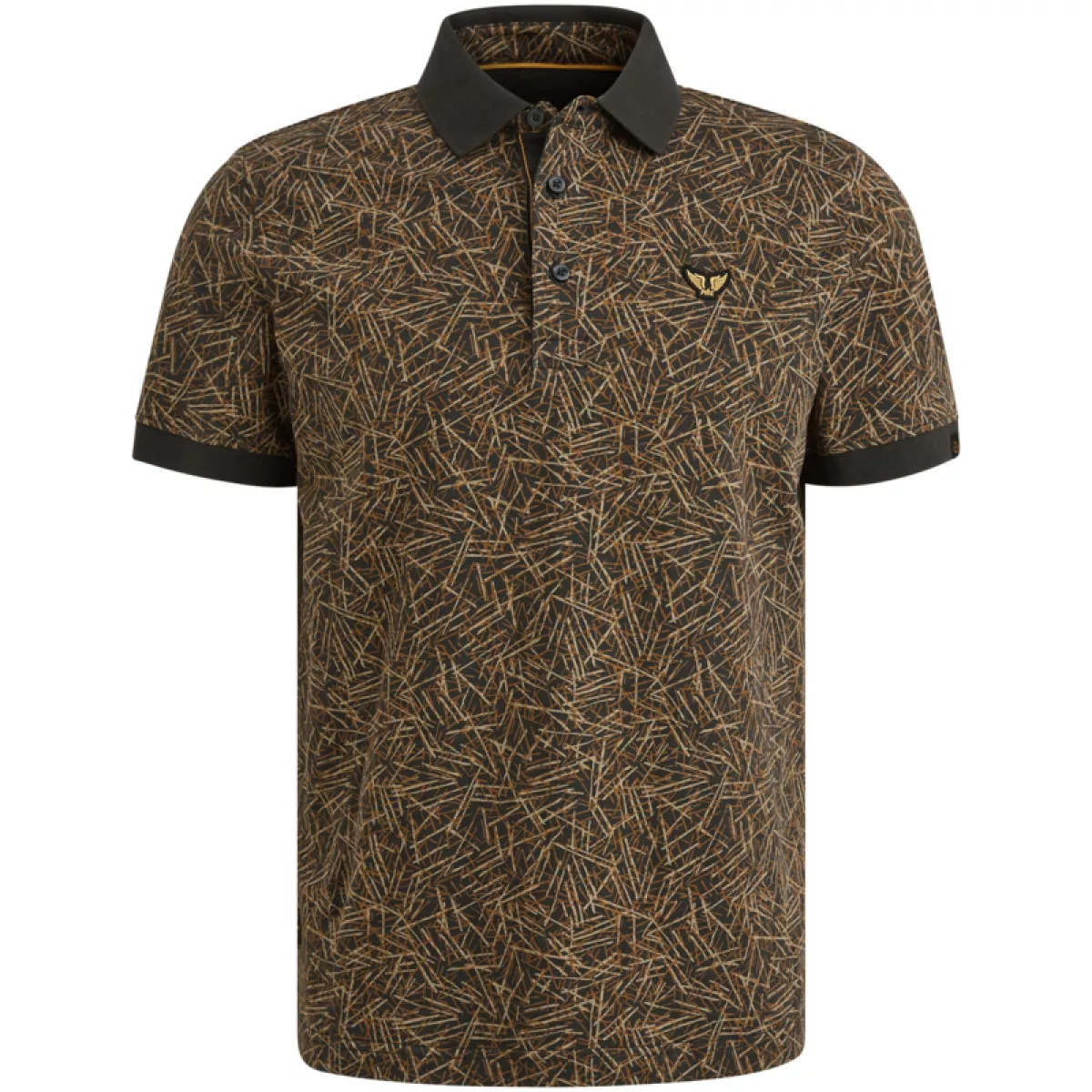 PME LEGEND-Short sleeve polo slub jersey aop-PPSS2506893-9140 Obsidian-PAARS