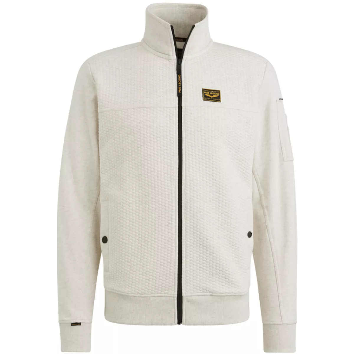 PME LEGEND-Zip jacket jacquard interlock swea-PSW2508436-910 Bone white melee-BEIGE