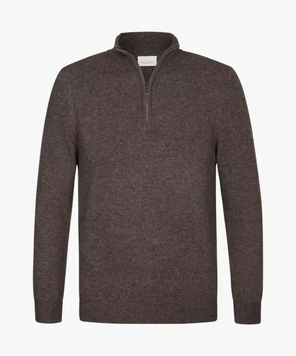 Profuomo-Pullover half zip-PPWJ30029B-H Brown-BRUIN