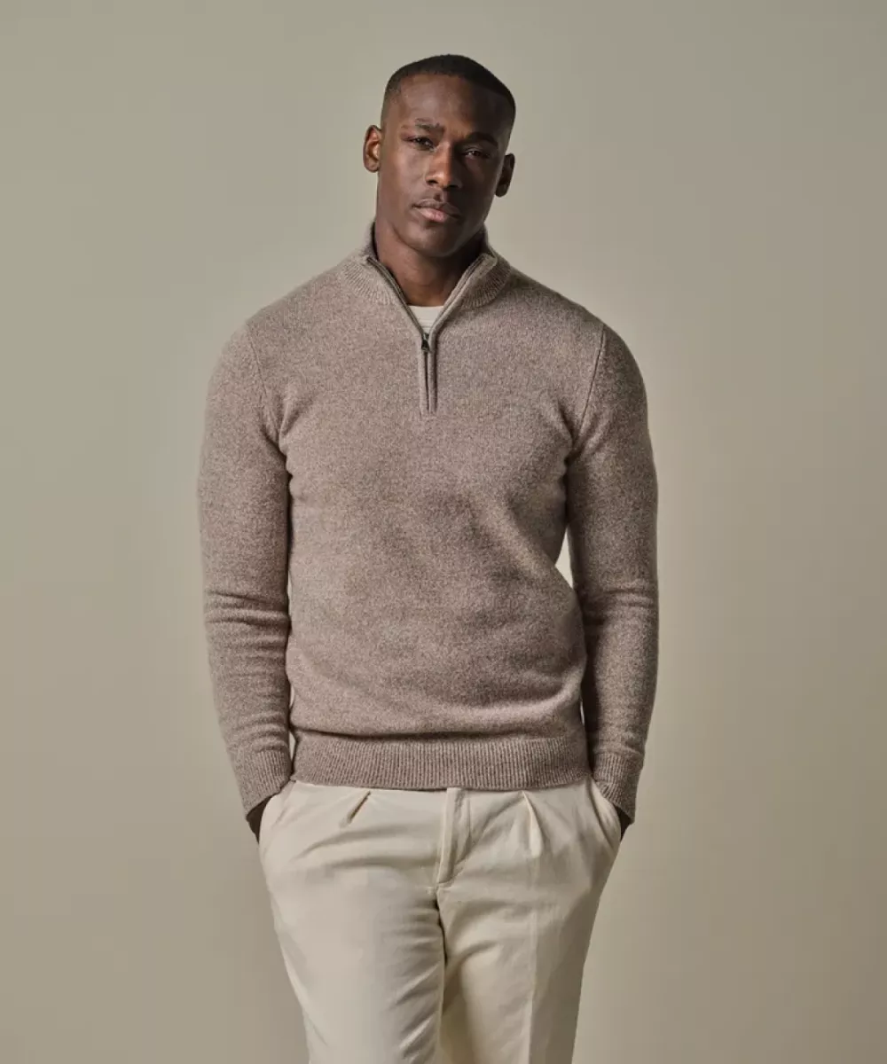 Profuomo-Pullover half zip-PPWJ30029D-F1 Sand-ZAND