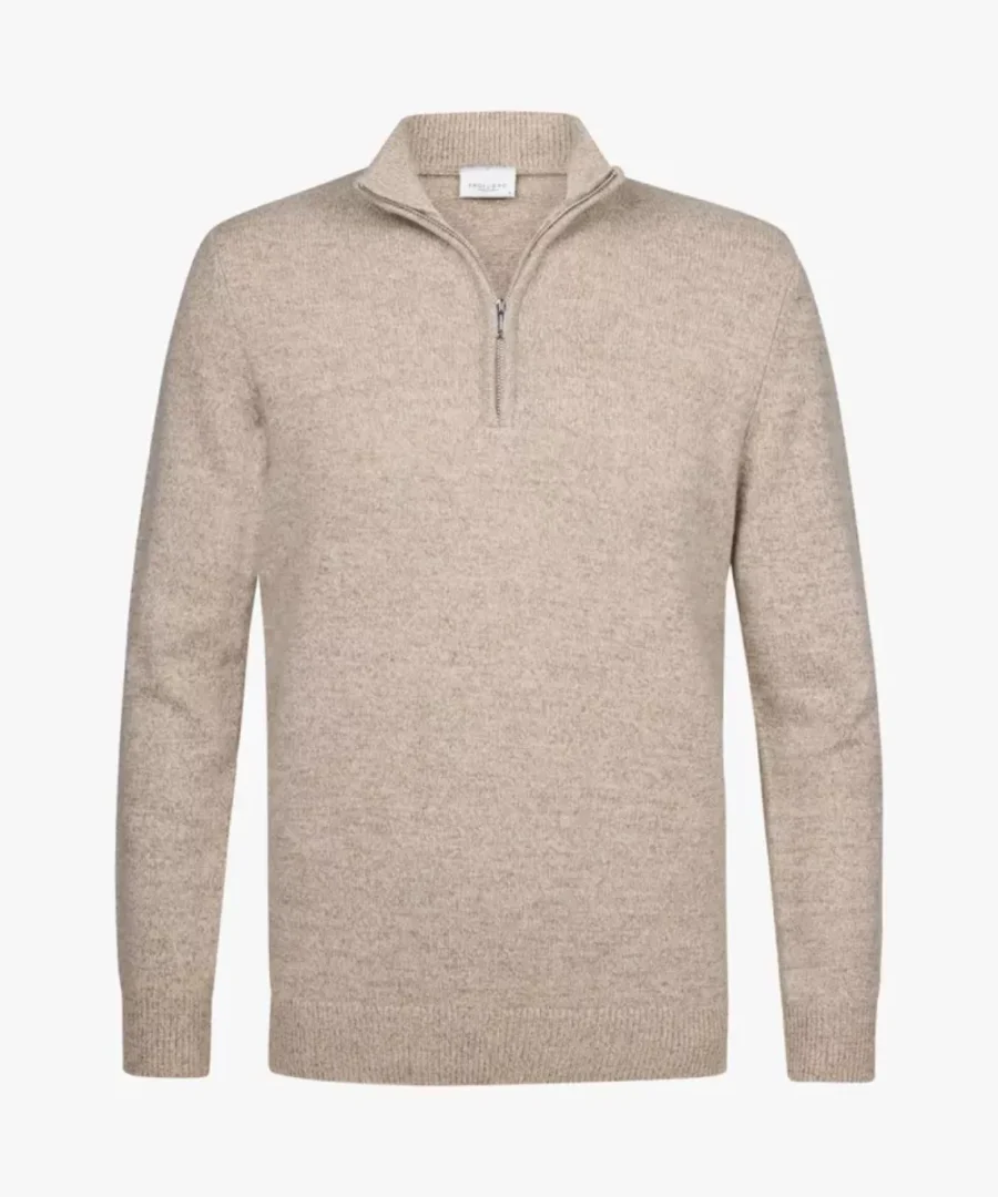 Profuomo-Pullover half zip-PPWJ30029D-F1 Sand-ZAND