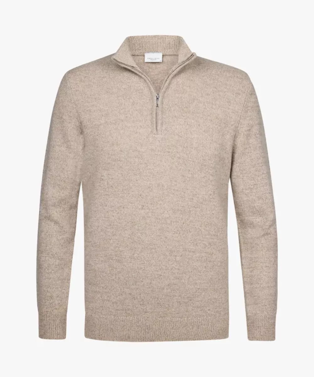 Profuomo-Pullover half zip-PPWJ30029D-F1 Sand-ZAND