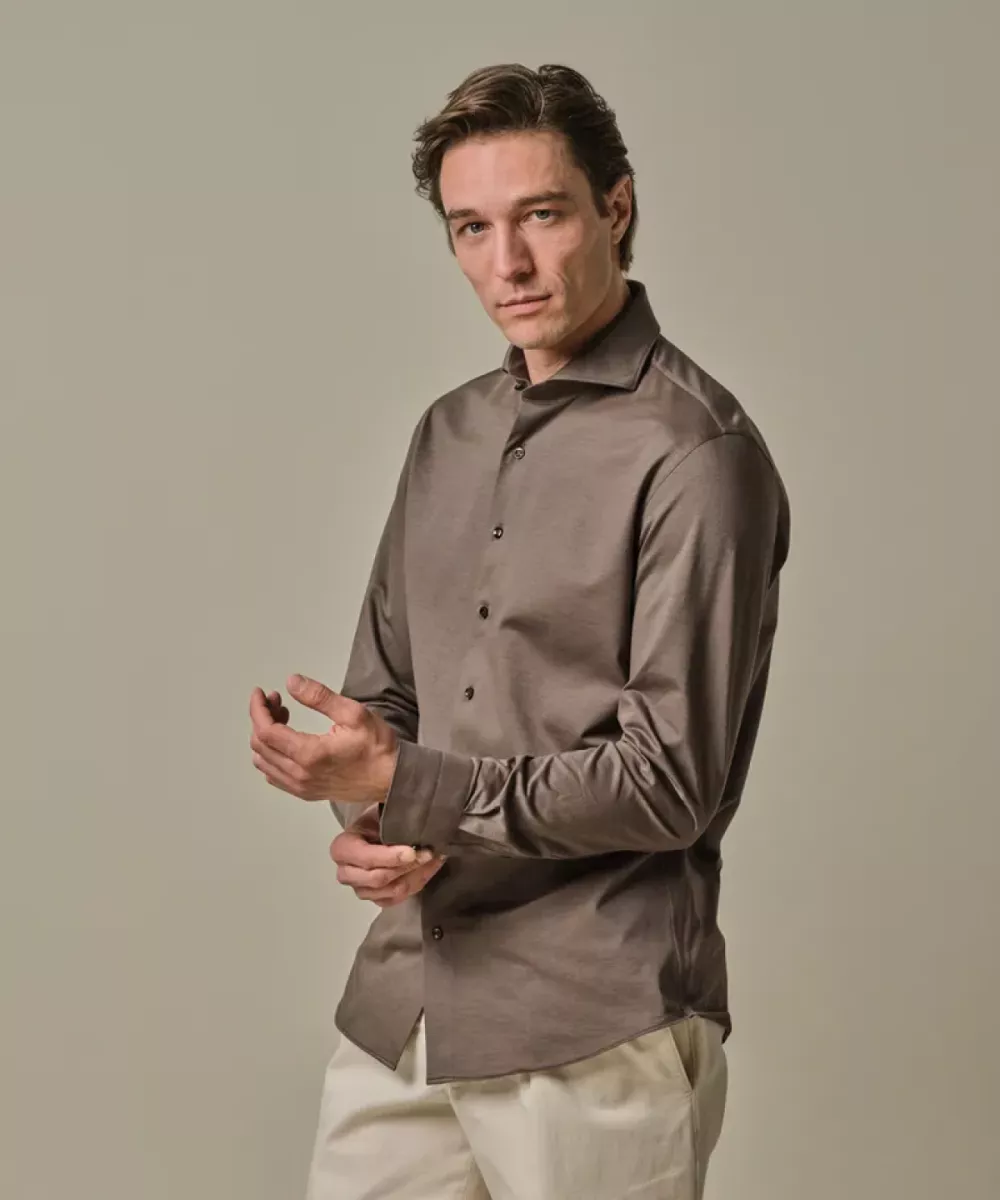 Profuomo-Shirt x-cutaway sf-PPWH30026B-H1 Light brown-LICHT BRUIN