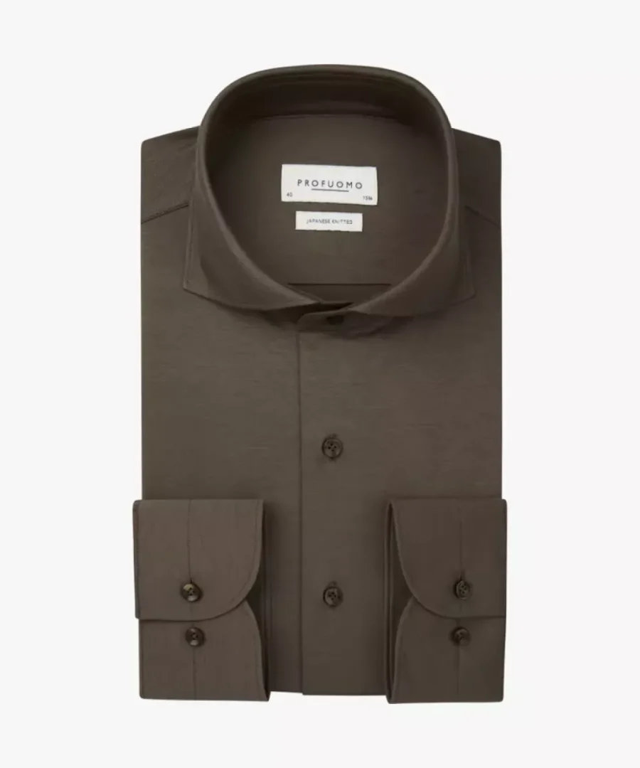 Profuomo-Shirt x-cutaway sf-PPWH30026B-H1 Light brown-LICHT BRUIN
