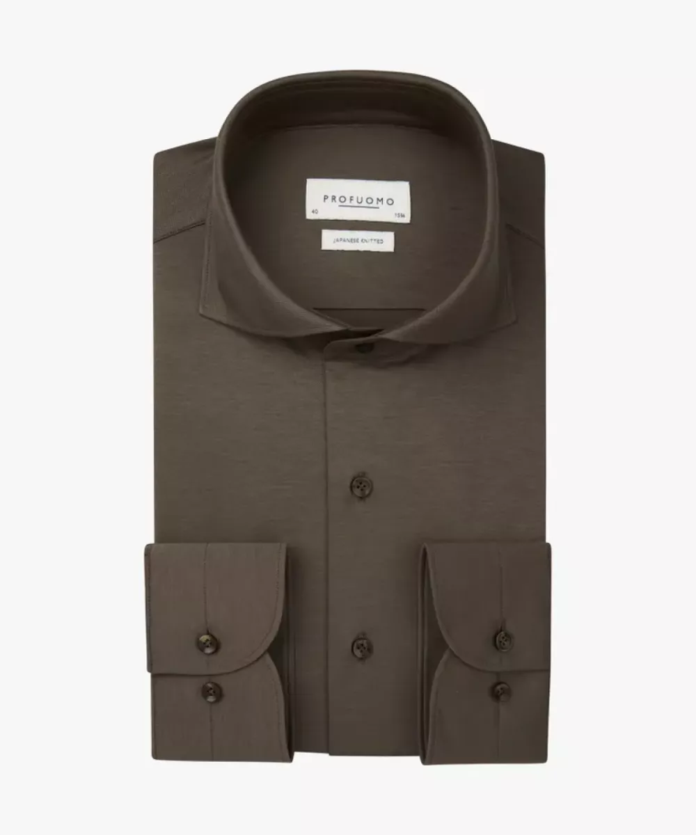 Profuomo-Shirt x-cutaway sf-PPWH30026B-H1 Light brown-LICHT BRUIN
