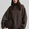 Second Female-Pullover-Alpha Knit T-neck-6103 Delicioso-BRUIN