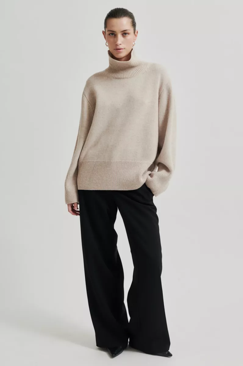 Second Female-Pullover-Alpha Knit T-neck-Pumice Stone-STONE