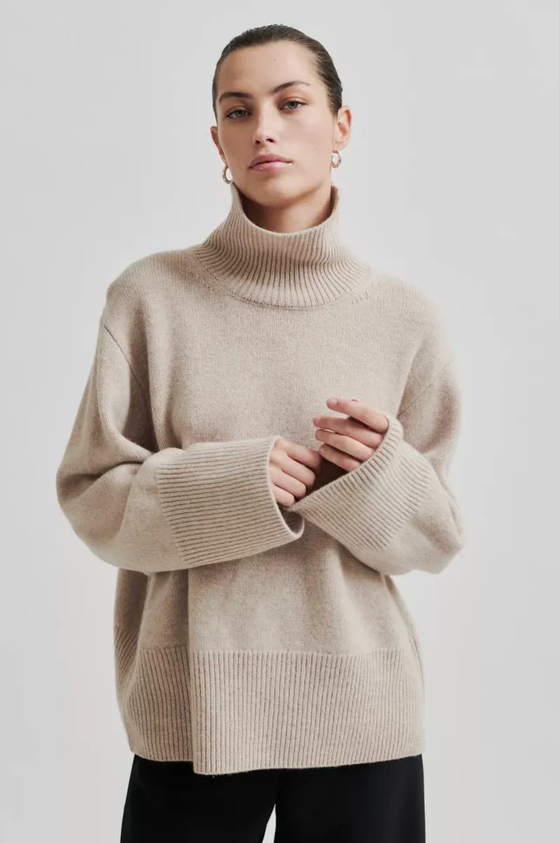 Second Female-Pullover-Alpha Knit T-neck-Pumice Stone-STONE