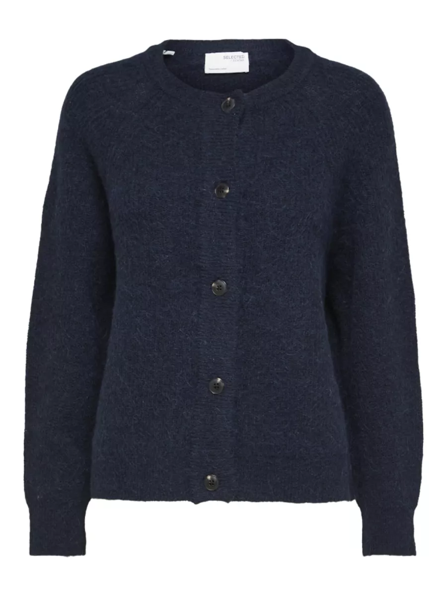 Selected Femme-SLFLULU LS KNIT SHORT CARDIGAN NOOS-16074481-Dark Sapphire-BLAUW