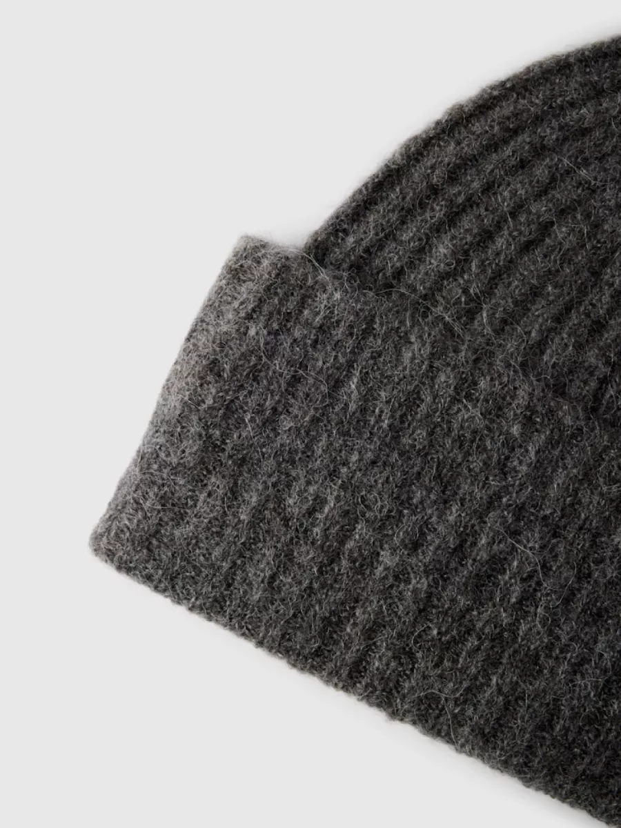 Selected Femme-SLFLULU WOOL BLEND KNIT BEANIE NOOS-16098380-Medium Grey Melange-GRIJS MELEE