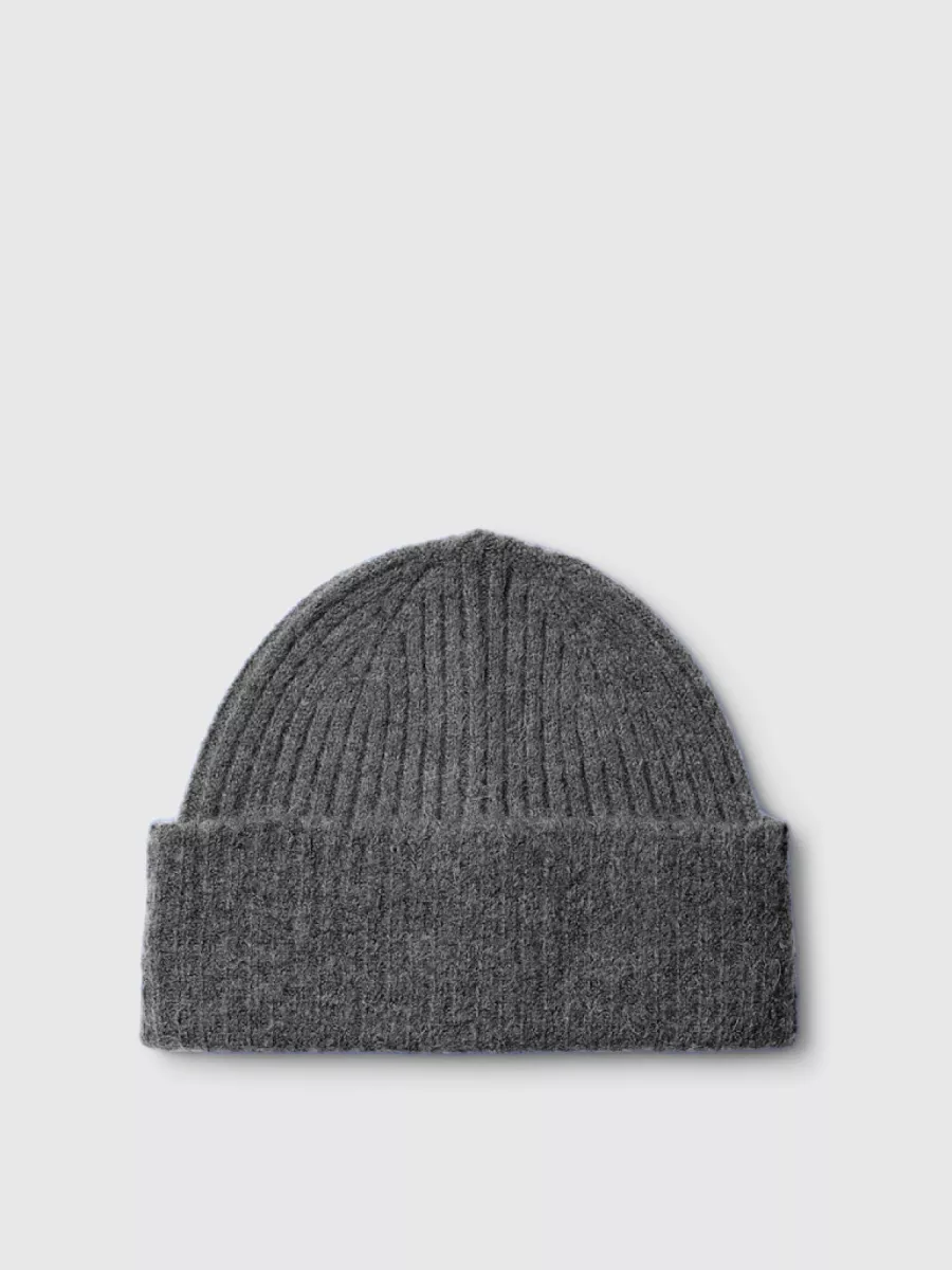 Selected Femme-SLFLULU WOOL BLEND KNIT BEANIE NOOS-16098380-Medium Grey Melange-GRIJS MELEE
