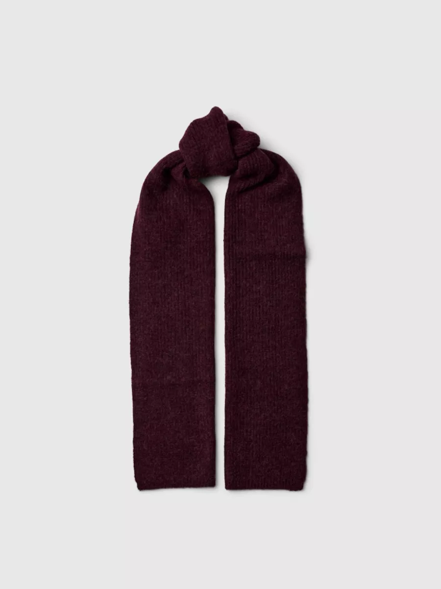 Selected Femme-SLFLULU WOOLBLEND NARROW KNIT SCARF-16099651-Fig-BORDEAUX